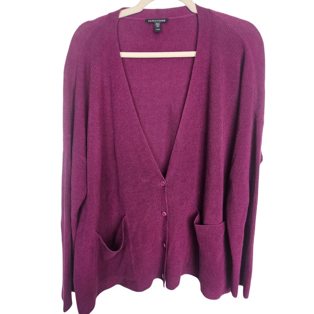 Eileen Fisher Womens Linen Cotton Cardigan Sweater Size XL Lagenlook Sustainable